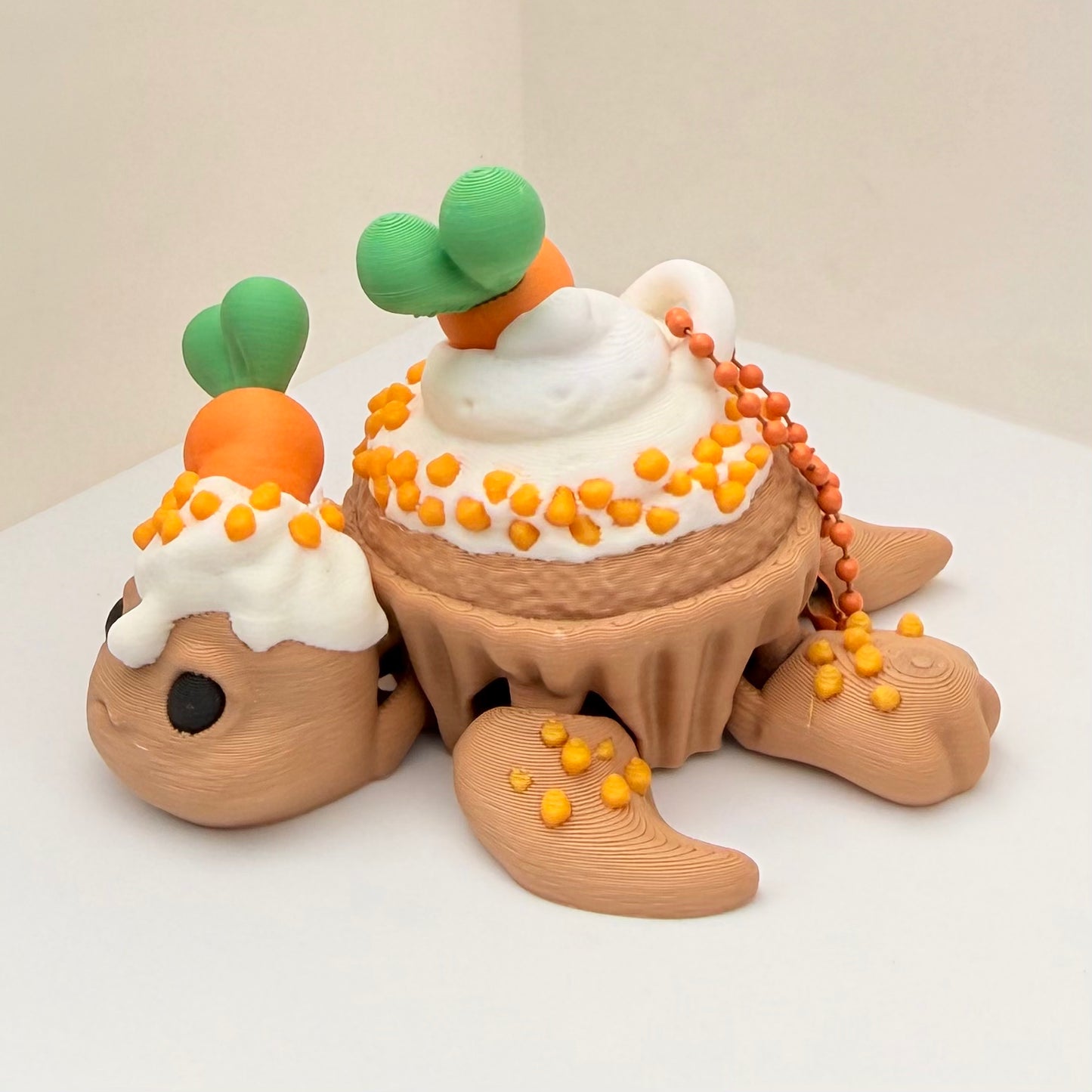 Carrot Cupcake Turtle Keychain