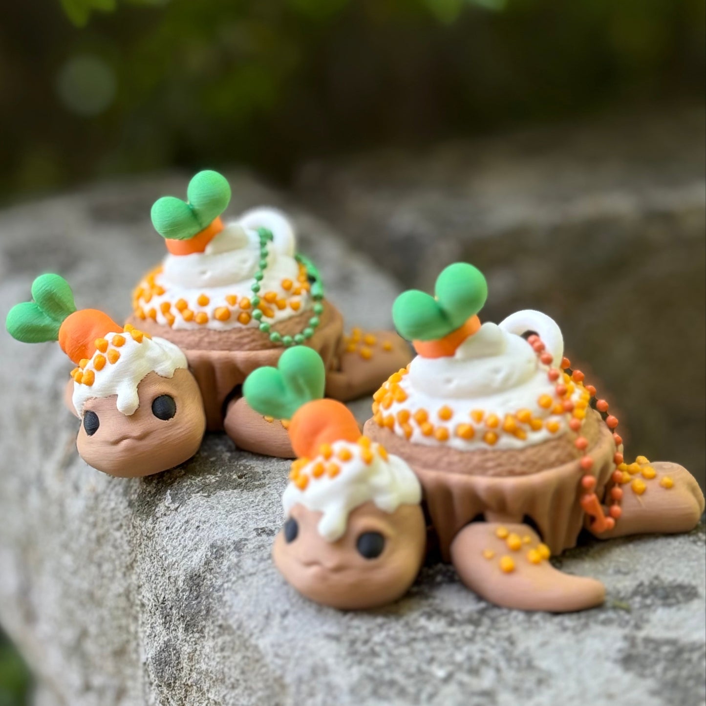 Carrot Cupcake Turtle Keychain