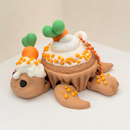 Carrot Cupcake Turtle Keychain
